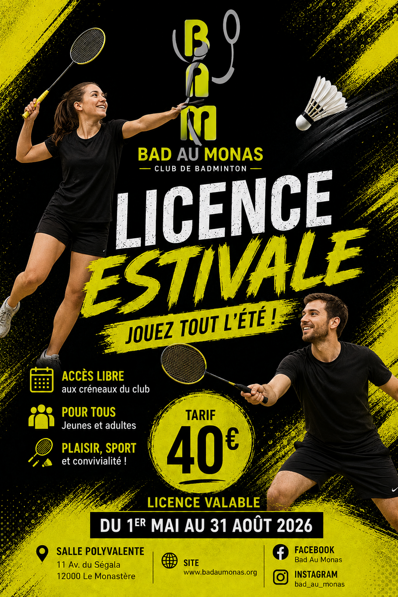 Licence ESTIVALE (du 1er mai au 31 août 2026)